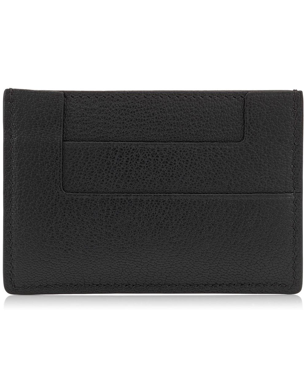 Grain Leather Card Holder in Black