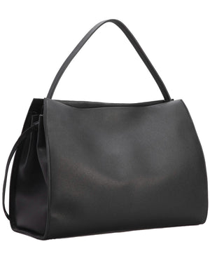 Grain Leather Shoulder Bag in Black