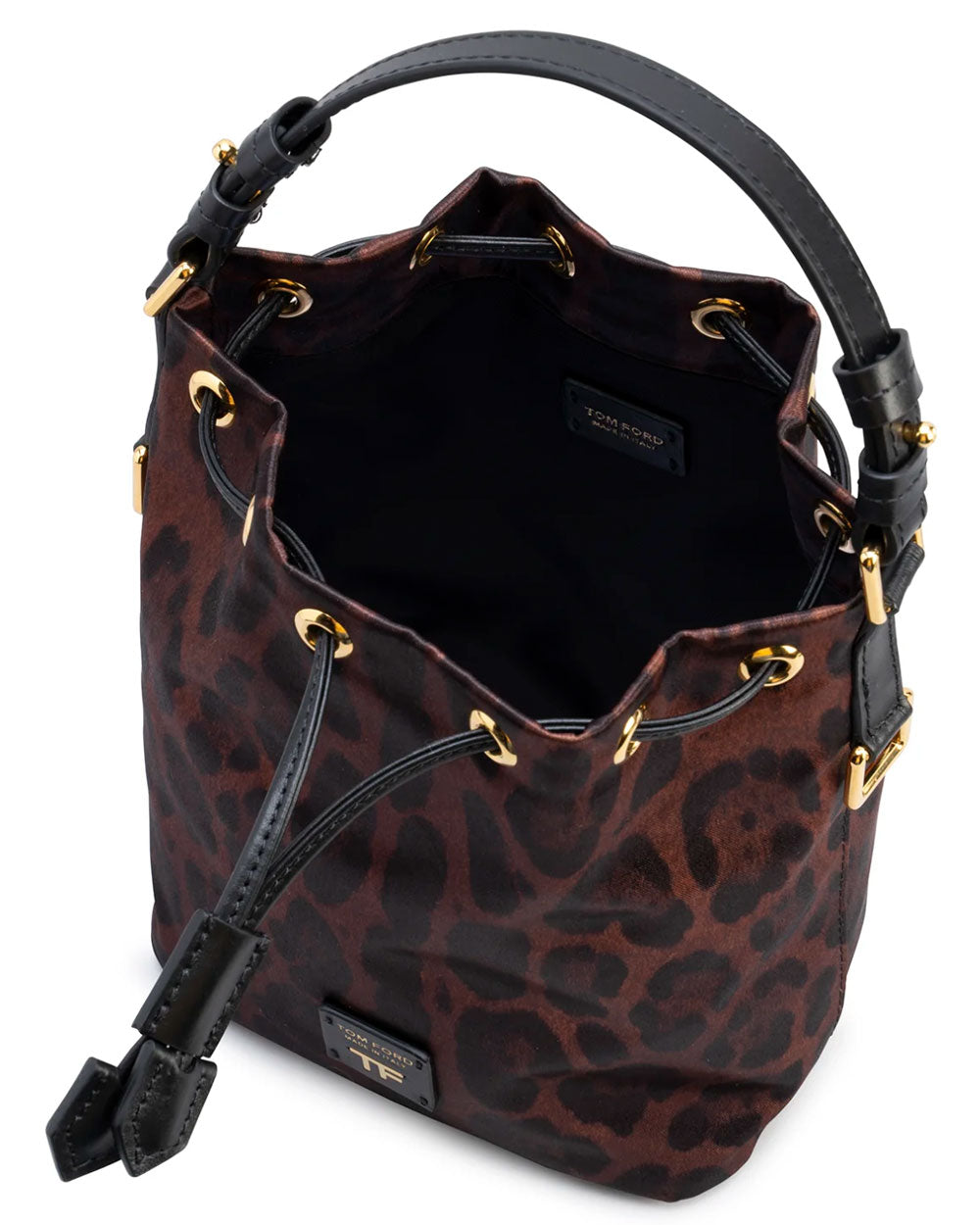 Nylon Animalier Small Bucket Bag in Black and Brown