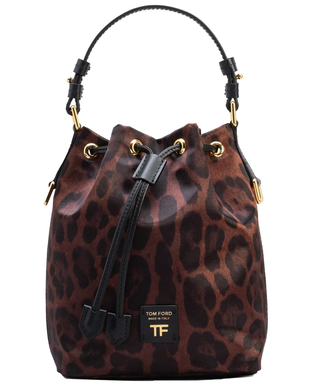 Nylon Animalier Small Bucket Bag in Black and Brown