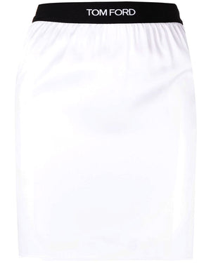 White Silk Satin Mini Skirt