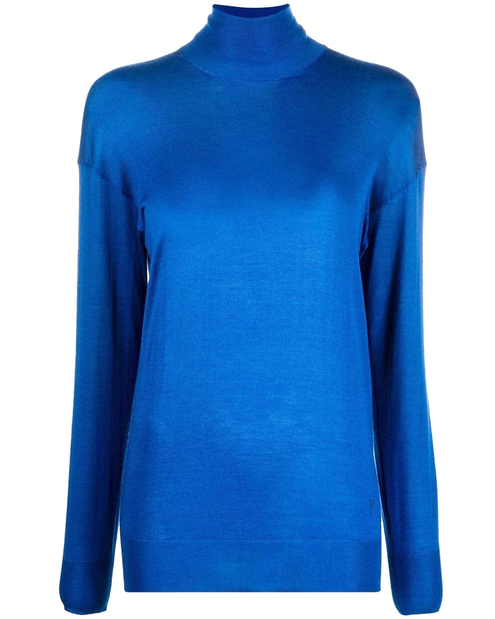 Yves Blue Cashmere Silk Turtleneck Sweater