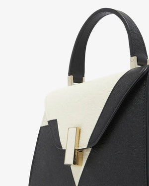 Iside V Intarsia Top Handle Mini Bag in Black/ Pergamena White