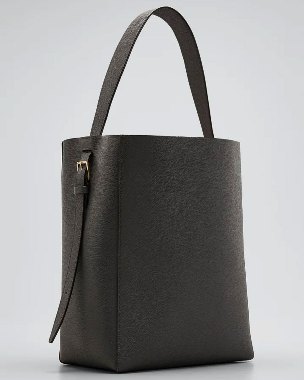 Leather Bucket Tote Bag in Smokey Grey