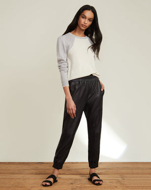 Black Leather Wasia Pant