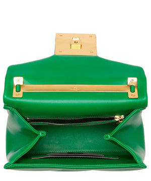 One Stud Leather Top Handle Bag in Green