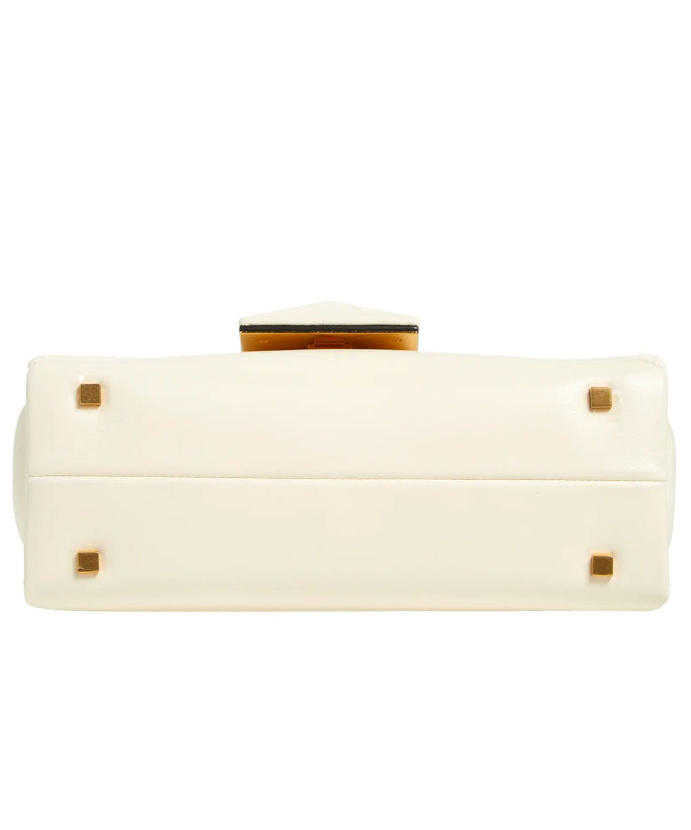 One Stud Leather Top Handle Bag in Ivory