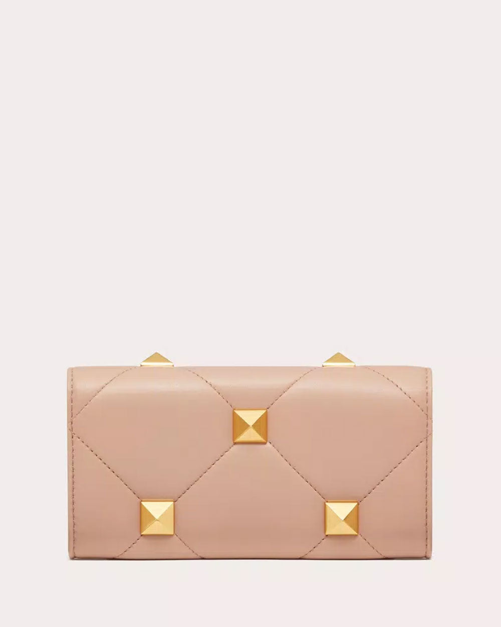 Roman Stud Wallet In Nappa Leather With Chain in Rose Cannelle