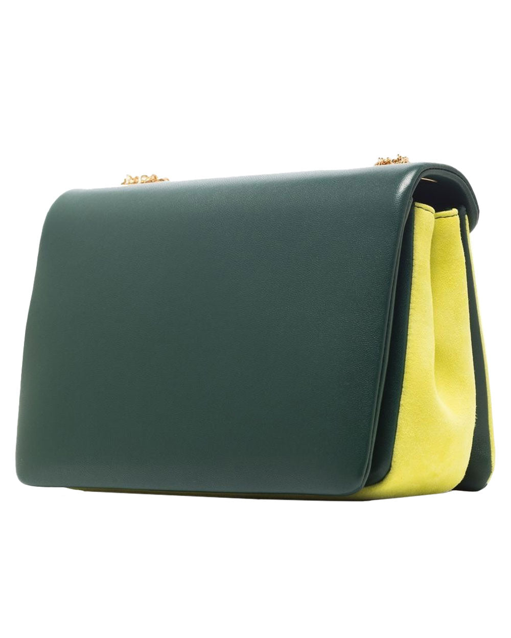 One Stud Leather Shoulder Bag in Green and Lime