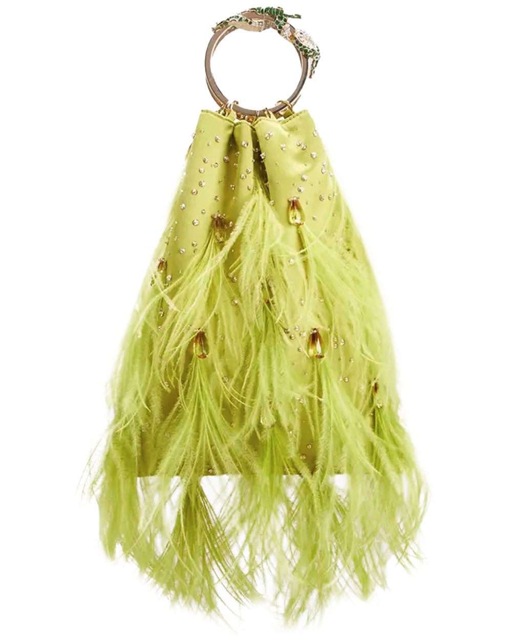 Valentino Feather Embellished Clutch Bag in Verde – Stanley Korshak