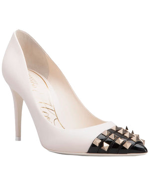 Rockstud Alcove Pump in Ivory and Nero