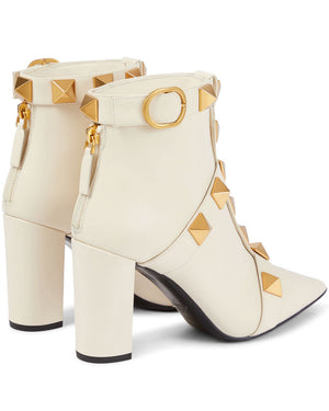 Roman Stud Ankle Boot in Light Ivory
