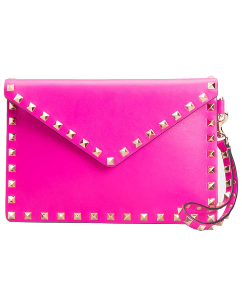 Medium Flat Pouch Leather Pink