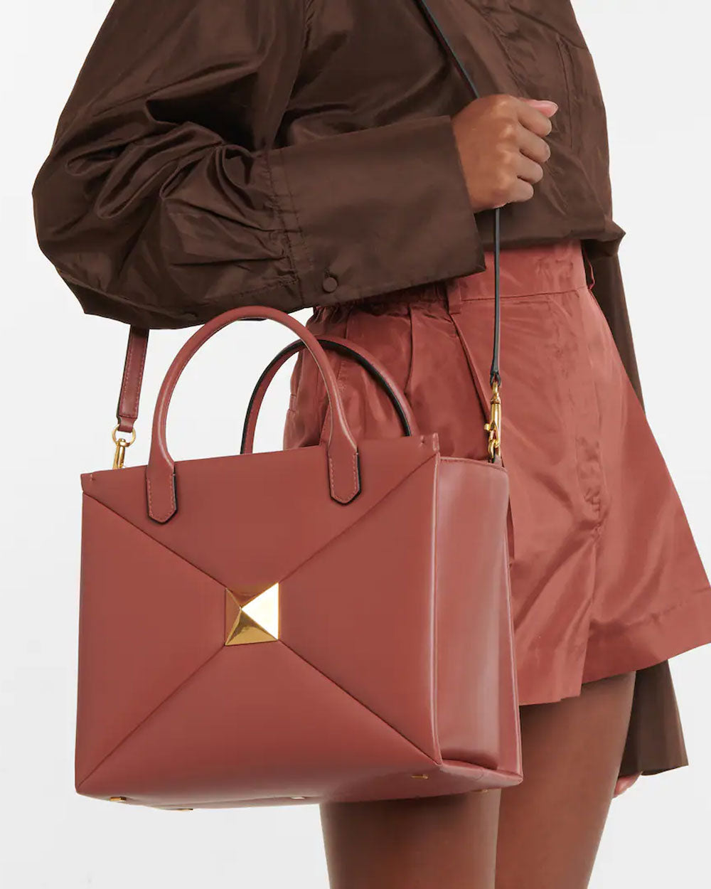 Large one stud leather shoulder bag - Valentino Garavani - Women