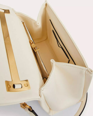 One Stud Small Top Handle Tote in Ivory