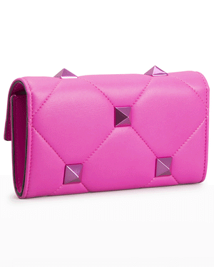 Roman Stud Lambskin Wallet in Pink PP