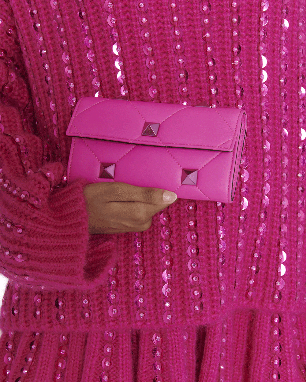 Roman Stud Lambskin Wallet in Pink PP