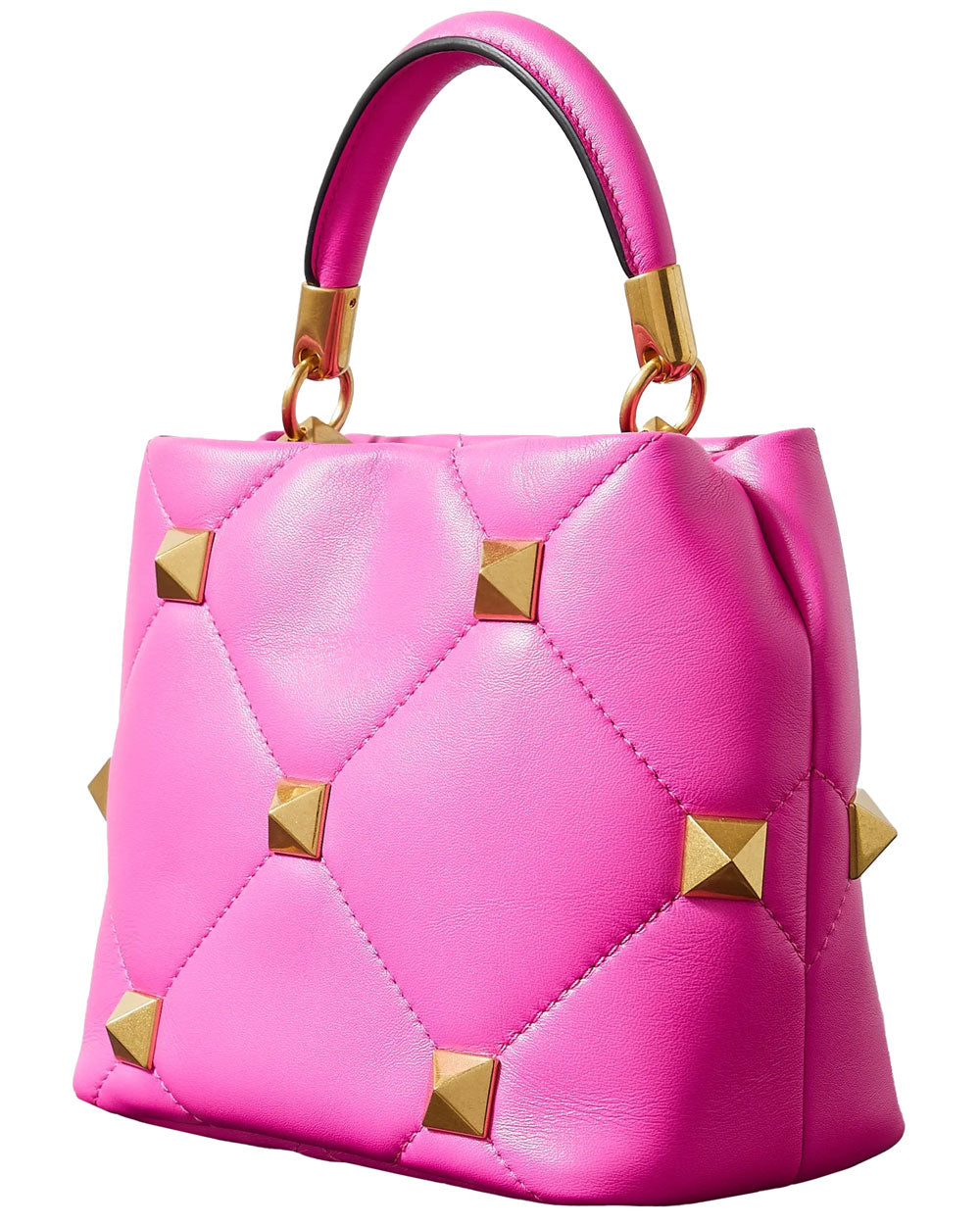Valentino Garavani Women's Small Rockstud Leather Top Handle Bag - Flamingo Pink