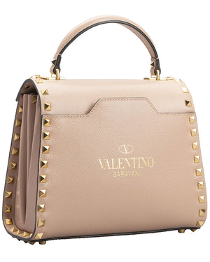 Alcove Rockstud Top Handle Bag in Rose Cannel