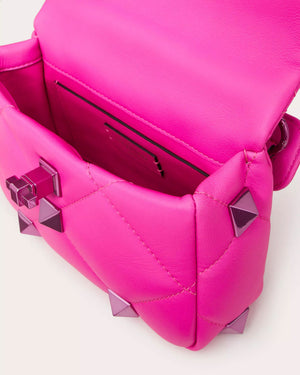 Small Roman Stud Shoulder Bag in Pink PP