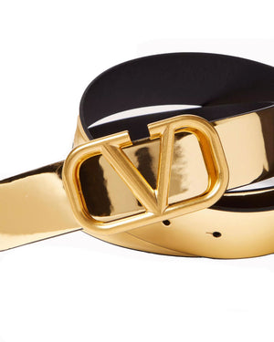 Valentino V Logo Belt in Gold