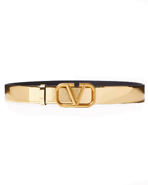 Valentino V Logo Belt in Gold
