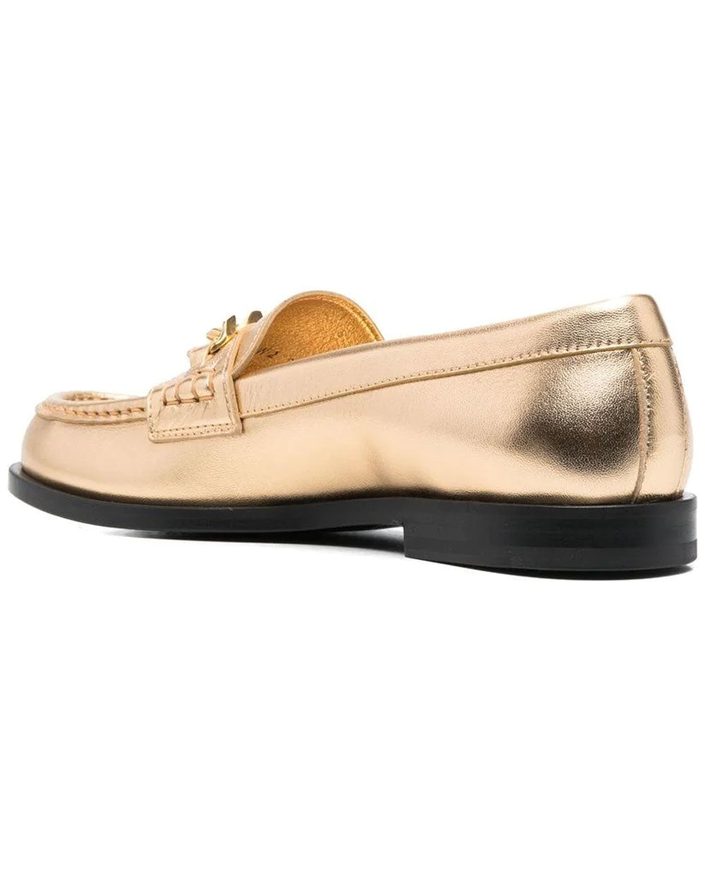VLOGO Chain Leather Loafer in Antique Brass