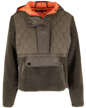 Army Green Quilted Sherpa Leo Pullover