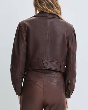Brown Leather Marea Moto Jacket