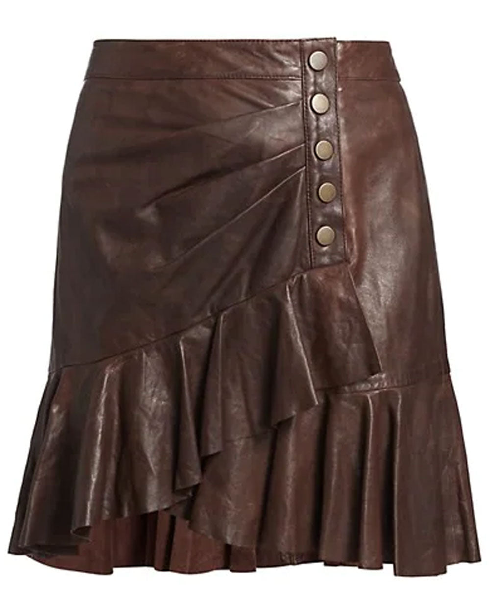 Brown Leather Saba Mini Skirt