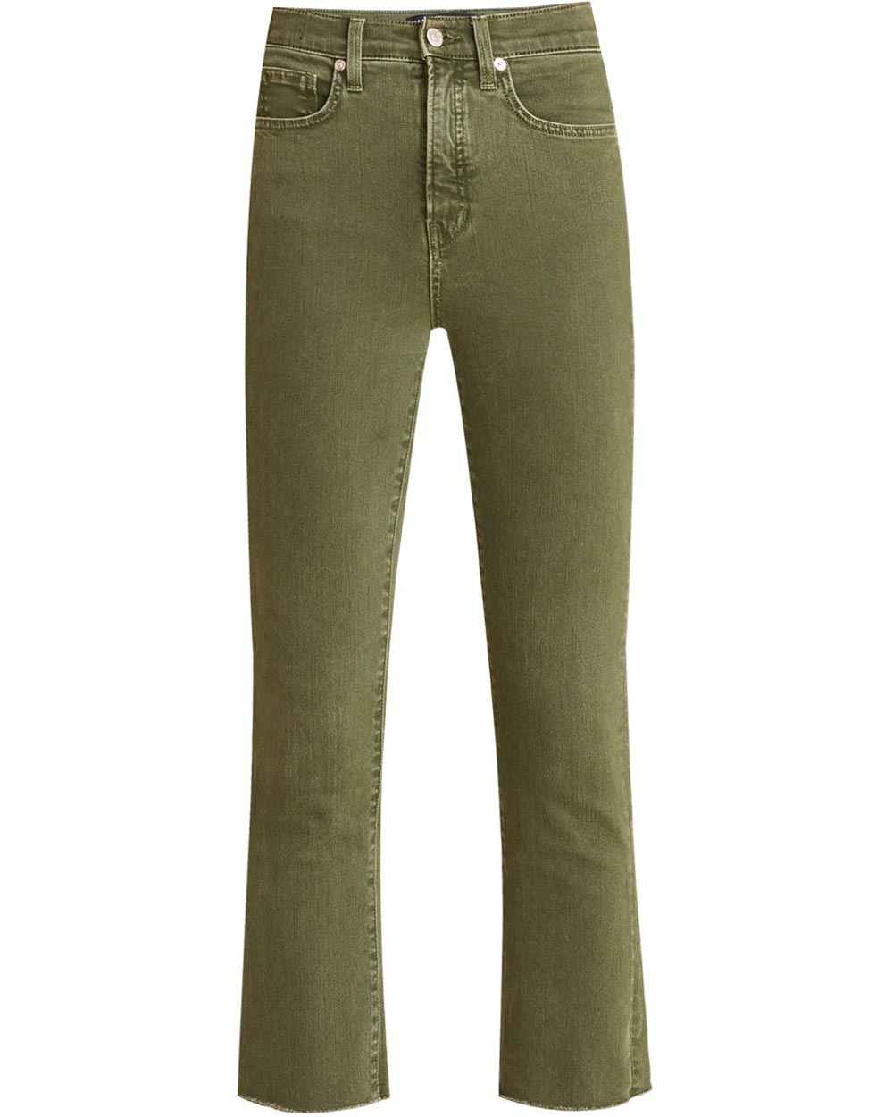 Carly High Rise Kick Flare Jean in Olive Stone