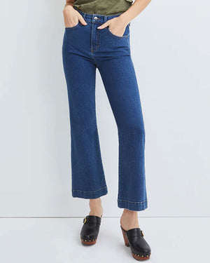 Carson High Rise Ankle Flare Jean in Washed Oxford
