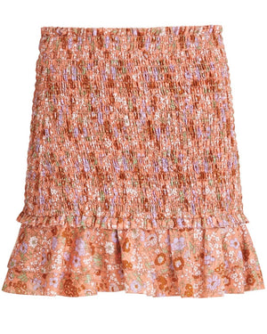 Coral Floral Smocked Melodie Mini Skirt