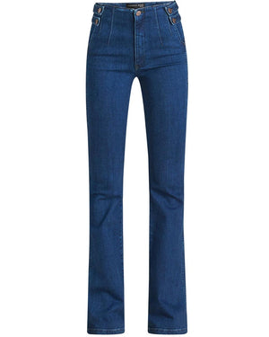 High Rise Flare Beverly Jean in Washed Oxford