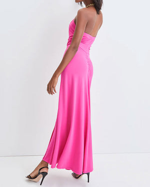 Hot Pink Reze Halterneck Midi Dress