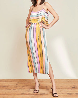 Multi Sequin Stripe Ivanna Midi Dress