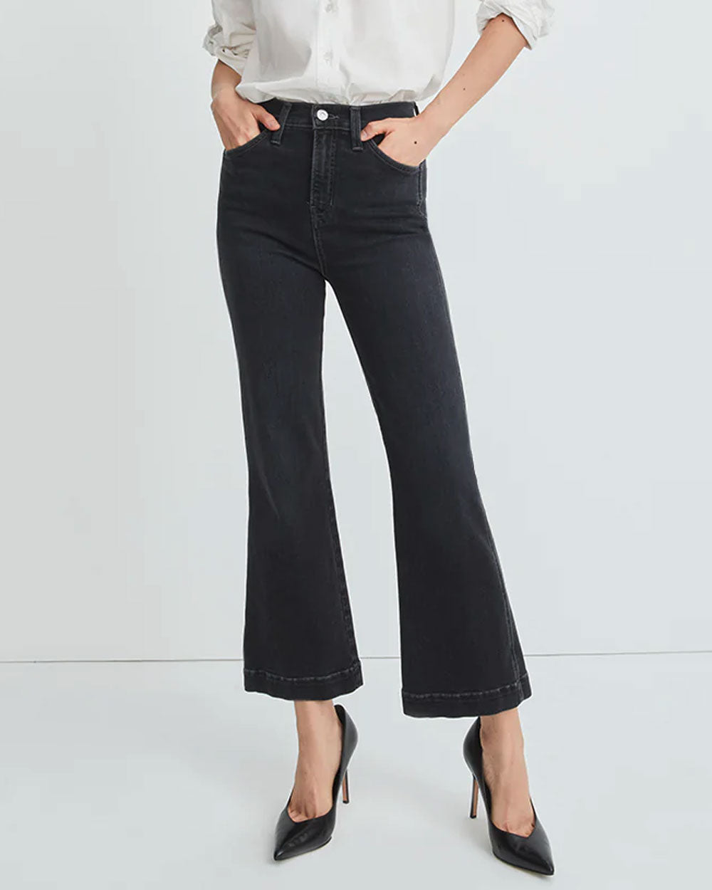 Washed Onyx Carson High Rise Flare Jeans