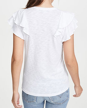 White Bea Ruffle Tee