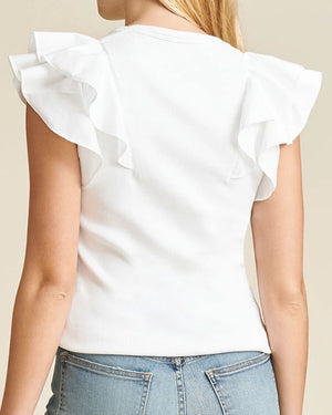 White Ribbed Cathie Top