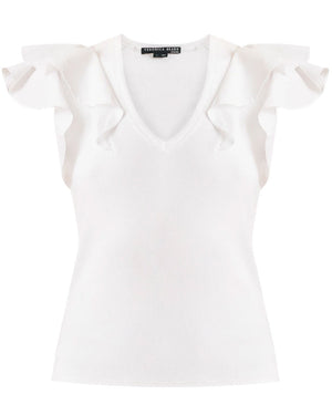White Ribbed Cathie Top