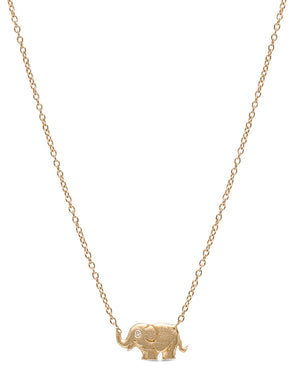 Yellow Gold Diamond Elephant Pendant Necklace