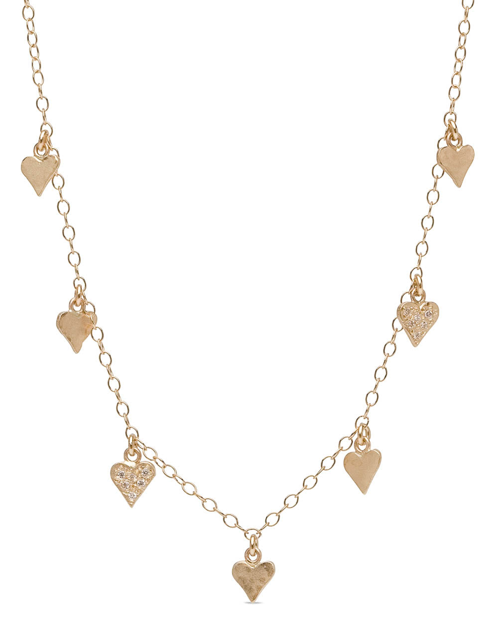 Yellow Gold Diamond Heart Charm Necklace