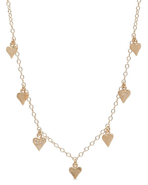 Yellow Gold Diamond Heart Charm Necklace