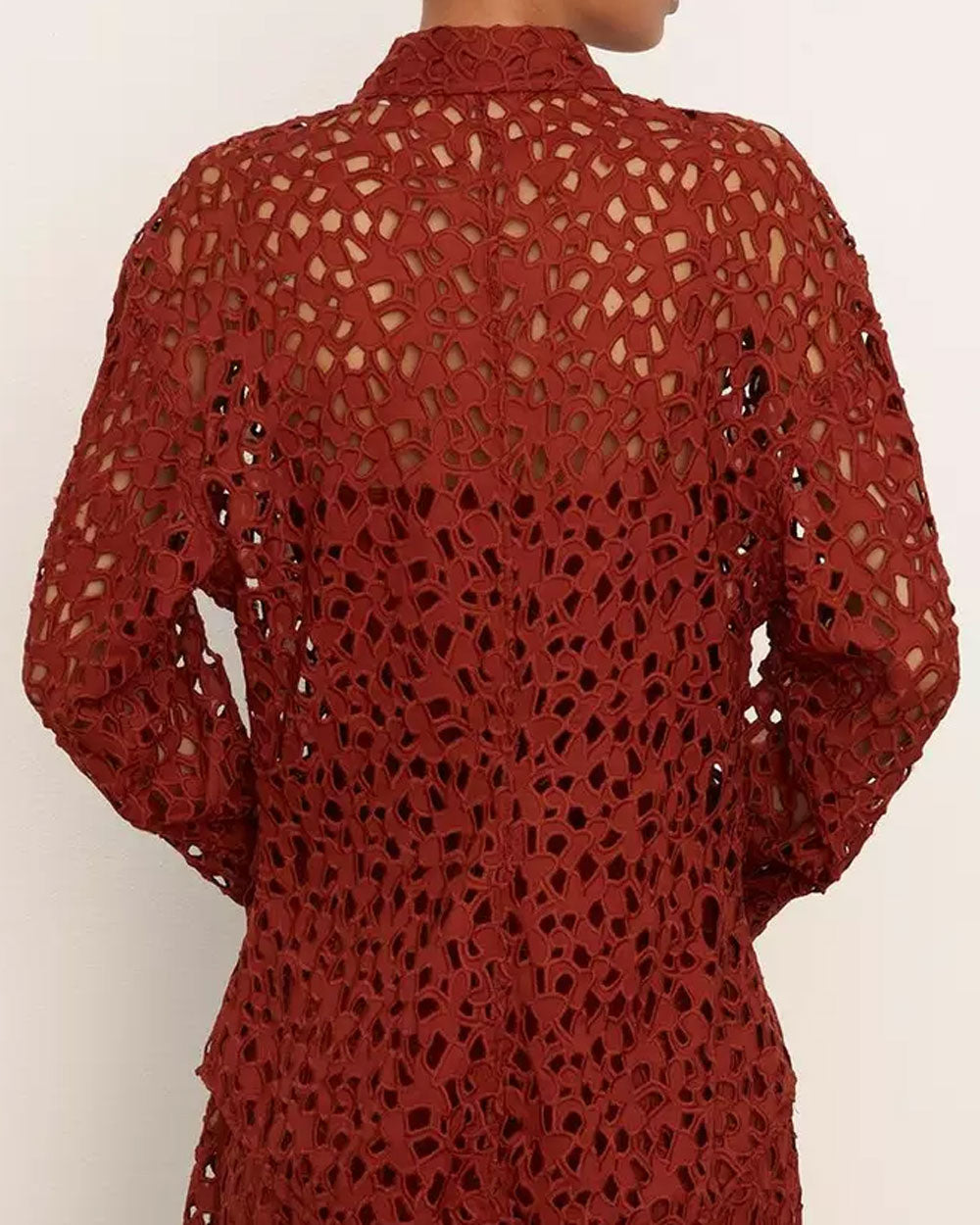 Amber Rust Lace Sculpted Long Sleeve Shirt