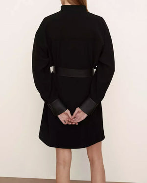 Black Long Sleeve Slit Neck Dress