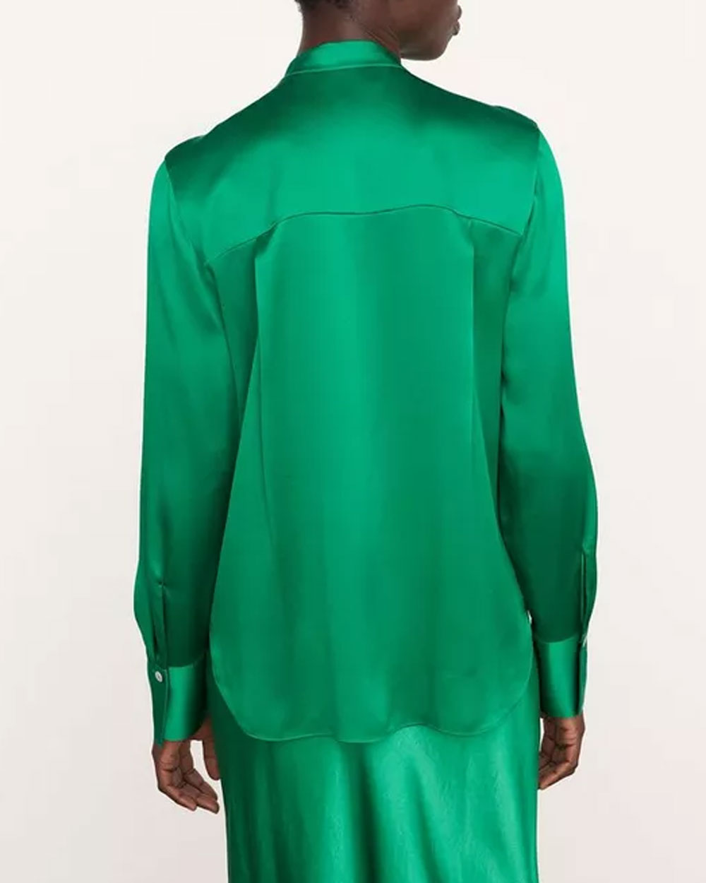 Emerald Slim Fitted Band Collar Blouse