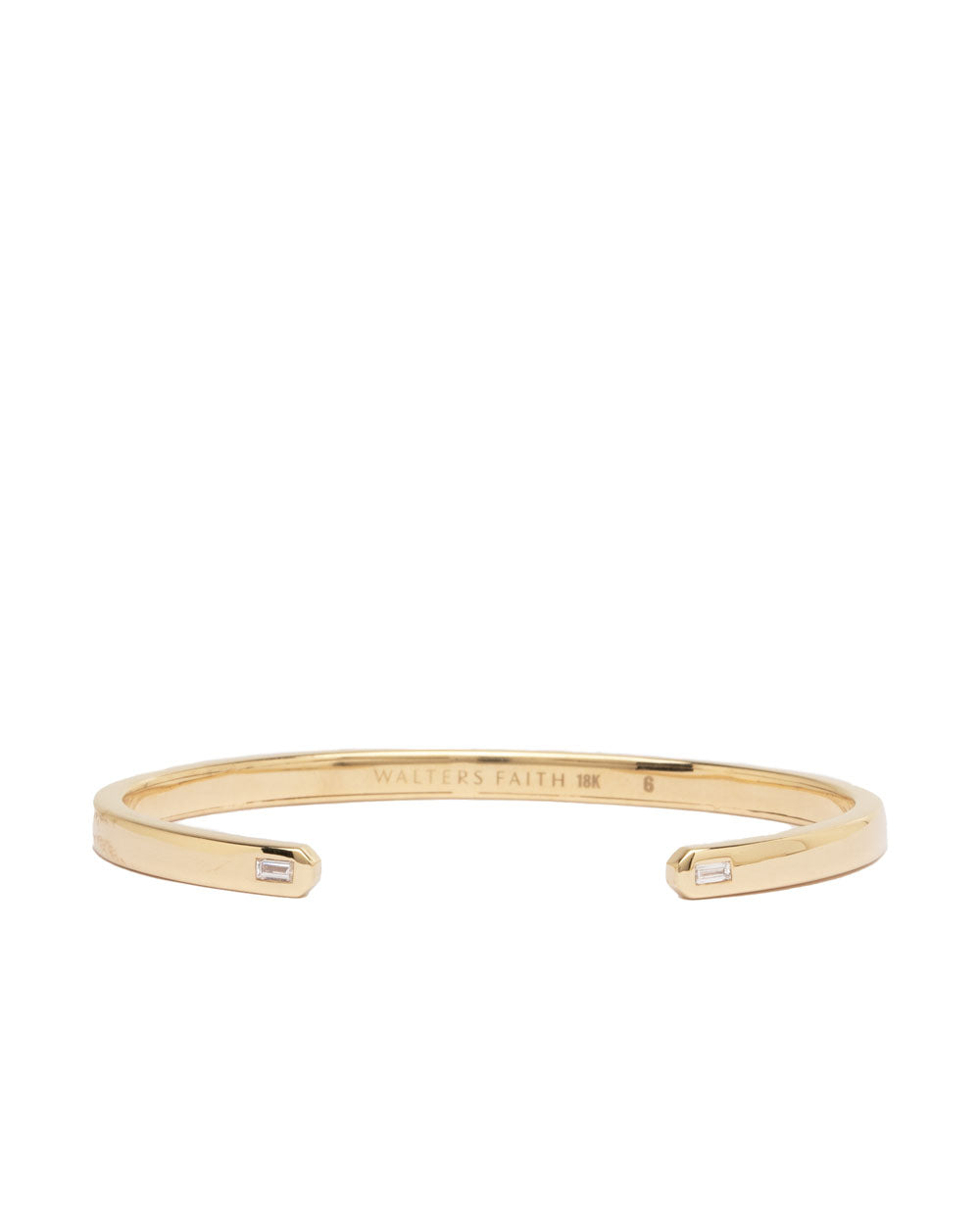 18k Yellow Gold Cuff with 2 Baguette Diamonds