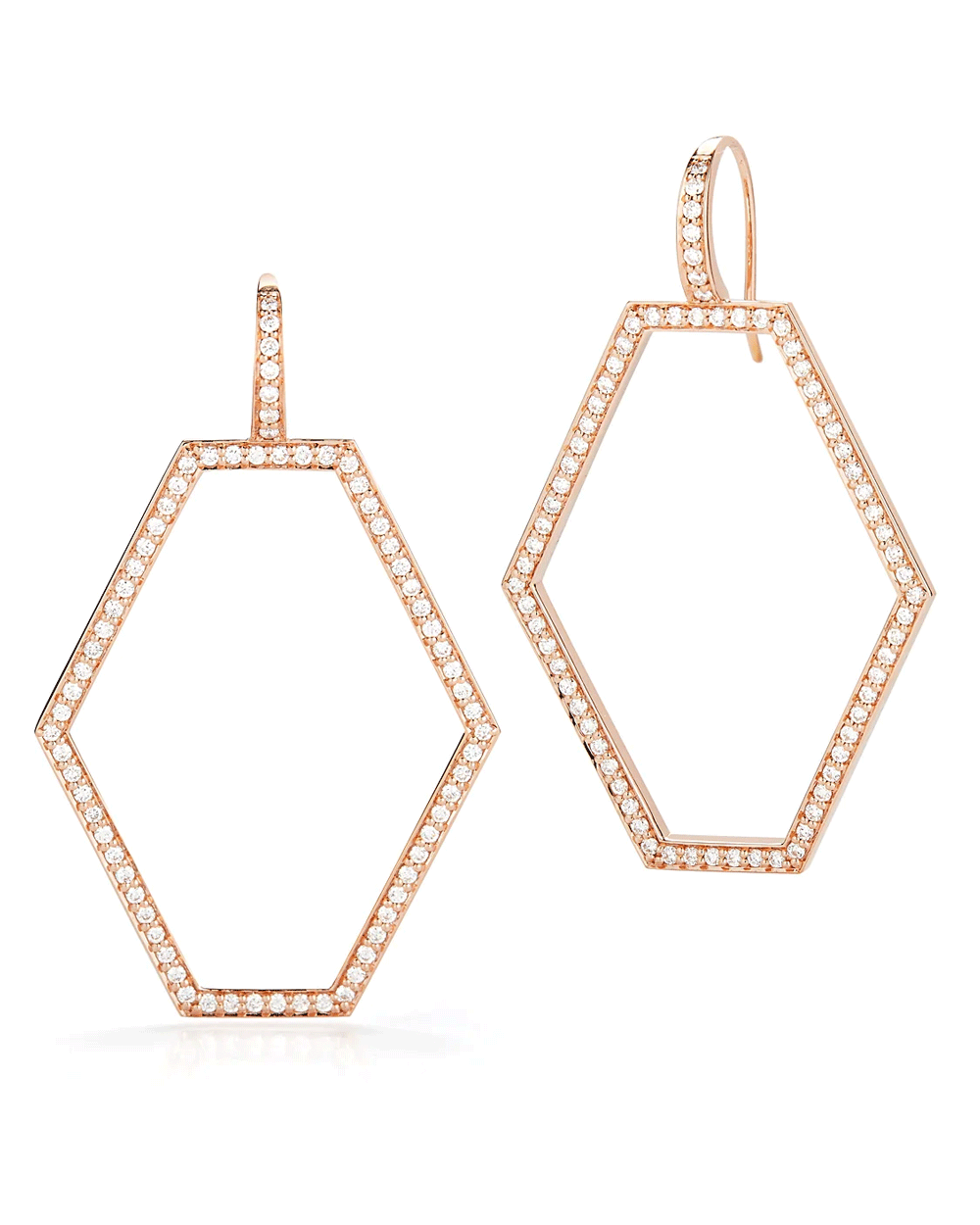 Keynes 18k Gold Medium Open Hexagon Diamond Earrings