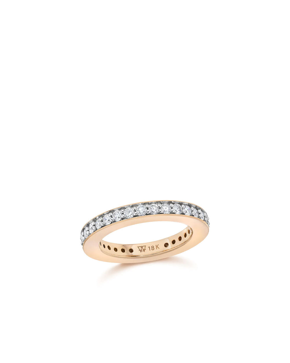18k Rose Gold 3mm Band with White Diamonds
