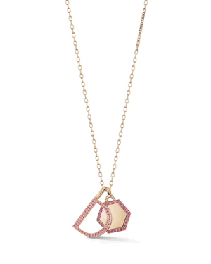 Dora 18k Pink Sapphire and Diamond Hexagon Charm